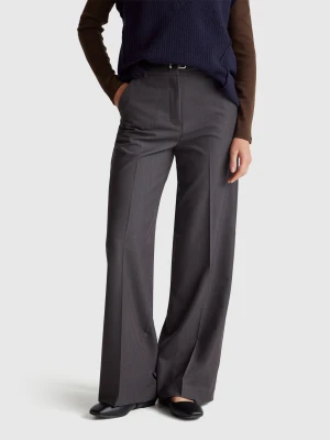 Benetton, Wide Flowy Trousers, Dark Gray, Women United Colors of Benetton
