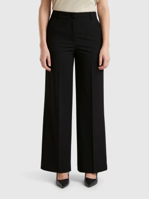 Benetton, Wide Flowy Trousers, size , Black, Women United Colors of Benetton