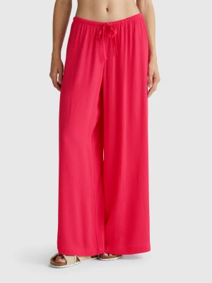 Benetton, Wide Flowy Trousers, Size: M, Fuchsia, Women United Colors of Benetton