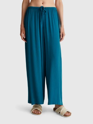 Benetton, Wide Flowy Trousers, size XS, Teal, Women United Colors of Benetton