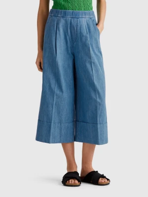 Benetton, Wide Jeans With Cuff, size XS, Light Blue, Women United Colors of Benetton