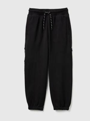 Benetton, Wide Joggers With Pockets, Size: XL, Black, Kids United Colors of Benetton
