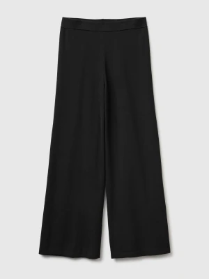 Benetton, Wide Knit Trousers, Size: XS, Black, Women United Colors of Benetton