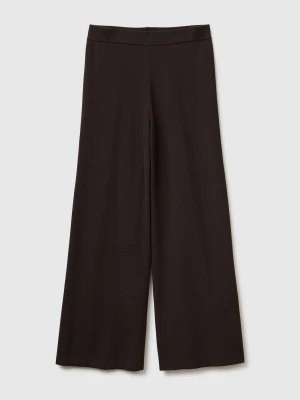Benetton, Wide Knit Trousers, Size: XS, Dark Brown, Women United Colors of Benetton