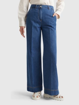 Benetton, Wide Leg Jeans Trousers, size 28, Blue, Women United Colors of Benetton