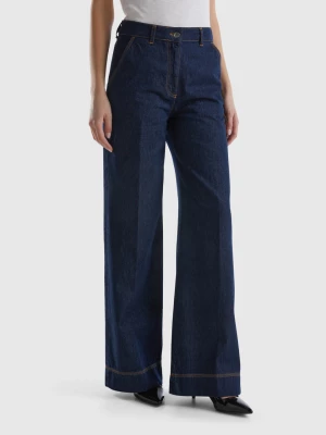 Benetton, Wide Leg Jeans Trousers, size 33, Dark Blue, Women United Colors of Benetton