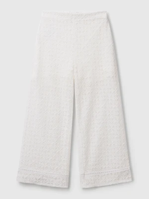 Benetton, Wide Leg Trousers In Lace, size XL, Creamy White, Kids United Colors of Benetton