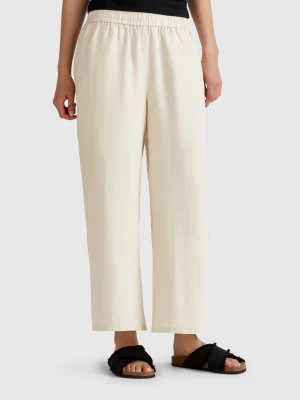 Zdjęcie produktu Benetton, Wide Leg Trousers In Pure Linen, size XXS, Beige, Women United Colors of Benetton