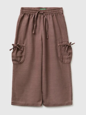 Benetton, Wide Leg Trousers With Pockets, Size: 116, Brown, Kids United Colors of Benetton