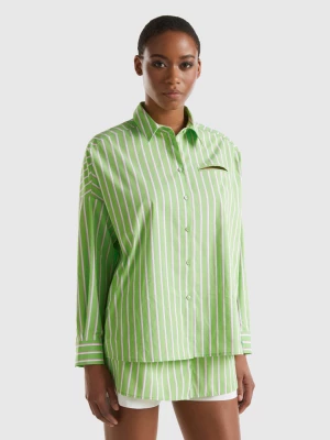 Benetton, Wide Striped Shirt, size L-XL, Light Green, Women United Colors of Benetton