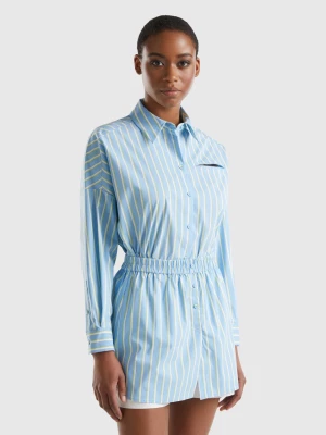 Benetton, Wide Striped Shirt, size L-XL, Sky Blue, Women United Colors of Benetton