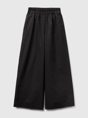 Benetton, Wide Trousers In Pure Cotton, Size: XXS, Black, Women United Colors of Benetton