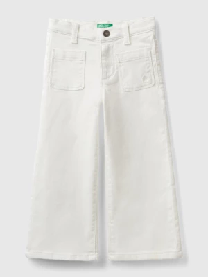 Benetton, Wide Trousers In Stretch Cotton, size 104, Creamy White, Kids United Colors of Benetton