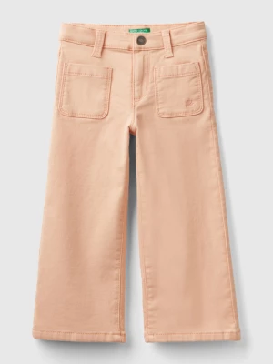 Benetton, Wide Trousers In Stretch Cotton, size 104, Soft Pink, Kids United Colors of Benetton