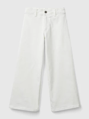 Benetton, Wide Trousers In Stretch Cotton, size 2XL, Creamy White, Kids United Colors of Benetton