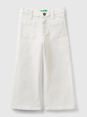 Benetton, Wide Trousers In Stretch Cotton, size 82, Creamy White, Kids United Colors of Benetton