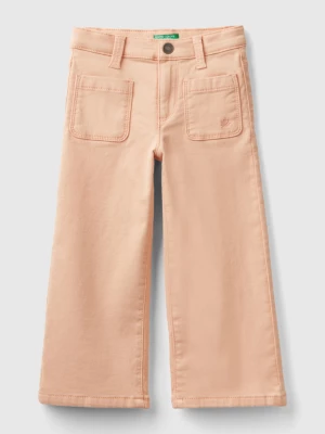 Benetton, Wide Trousers In Stretch Cotton, size 82, Soft Pink, Kids United Colors of Benetton