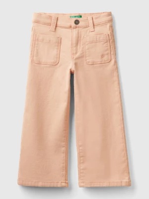 Benetton, Wide Trousers In Stretch Cotton, size 82, Soft Pink, Kids United Colors of Benetton