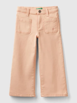 Benetton, Wide Trousers In Stretch Cotton, size 98, Soft Pink, Kids United Colors of Benetton