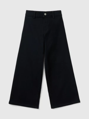 Benetton, Wide Trousers In Stretch Cotton, size M, Black, Kids United Colors of Benetton