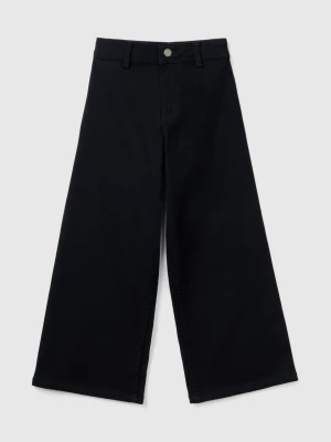 Benetton, Wide Trousers In Stretch Cotton, size M, Black, Kids United Colors of Benetton