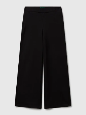 Benetton, Wide Trousers In Stretch Cotton, Size: XL, Black, Kids United Colors of Benetton