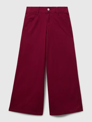 Benetton, Wide Trousers In Stretch Cotton, Size: XL, Burgundy, Kids United Colors of Benetton