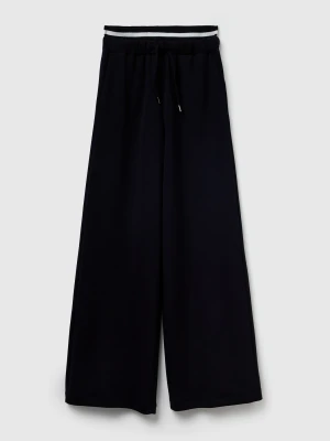Benetton, Wide Trousers In Stretch Modal, Size: XXS, Black, Women United Colors of Benetton