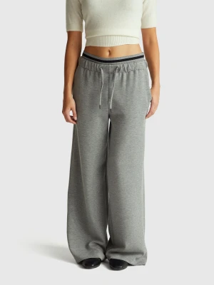 Benetton, Wide Trousers In Stretch Modal, Size: XXS, Gray, Women United Colors of Benetton