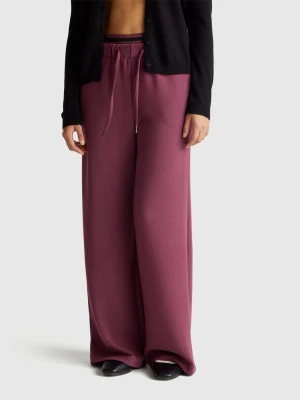 Benetton, Wide Trousers In Stretch Modal, Size: XXS, Plum, Women United Colors of Benetton