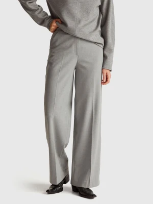 Benetton, Wide Trousers In Stretch Viscose Blend, Gray, Women United Colors of Benetton