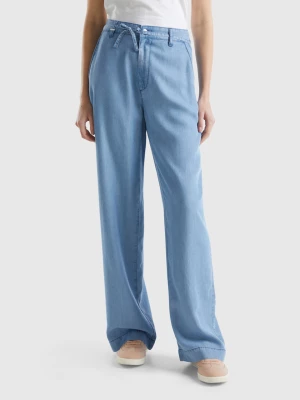 Benetton, Wide Trousers In Sustainable Viscose, size , Light Blue, Women United Colors of Benetton