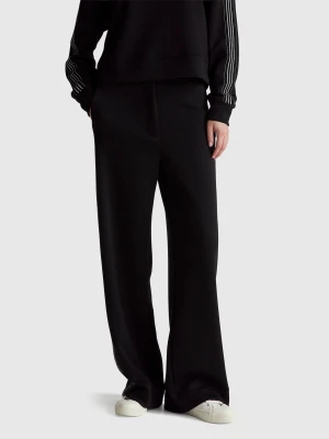 Benetton, Wide Trousers With Side Stripes, Size: XS, Black, Women United Colors of Benetton