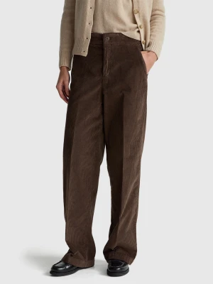 Benetton, Wide Velvet Pants, Brown, Women United Colors of Benetton