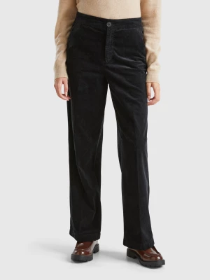 Benetton, Wide Velvet Trousers, size , Black, Women United Colors of Benetton