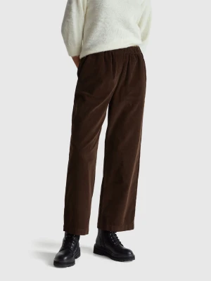 Benetton, Wide Velvet Trousers, Size: XXS, Brown, Women United Colors of Benetton