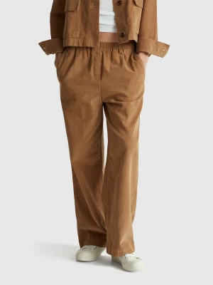 Benetton, Wide Velvet Trousers, Size: XXS, Camel, Women United Colors of Benetton