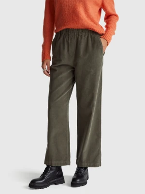 Benetton, Wide Velvet Trousers, Size: XXS, Military Green, Women United Colors of Benetton