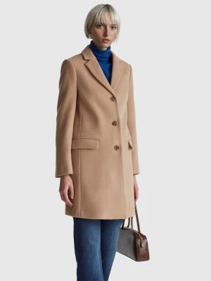 Benetton, Wool Blend Coat, Camel, Women United Colors of Benetton