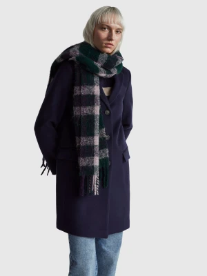 Benetton, Wool Blend Coat, Dark Blue, Women United Colors of Benetton