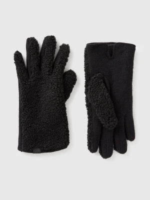 Benetton, Wool Blend Gloves, Size: M, Black, Women United Colors of Benetton