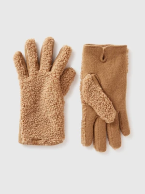 Benetton, Wool Blend Gloves, Size: S, Camel, Women United Colors of Benetton