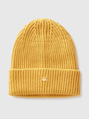 Benetton, Wool Blend Hat, Size: S, Mustard, Men United Colors of Benetton