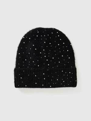 Benetton, Wool Blend Hat With Rhinestones, size S, Black, Women United Colors of Benetton