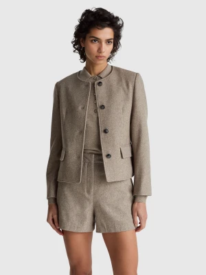 Benetton, Wool Blend Jacket, Size: M, Beige, Women United Colors of Benetton