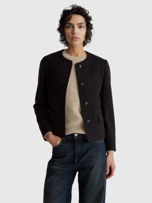 Benetton, Wool Blend Jacket, Size: M, Dark Brown, Women United Colors of Benetton