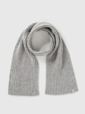 Benetton, Wool Blend Knit Scarf, Size: 104-116, Light Gray, Kids United Colors of Benetton