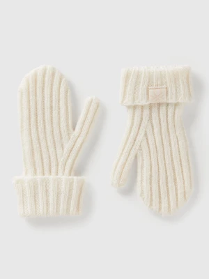 Benetton, Wool Blend Mittens, Size: 104-116, Creamy White, Kids United Colors of Benetton