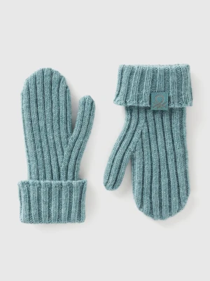 Benetton, Wool Blend Mittens, Size: 104-116, Military Green, Kids United Colors of Benetton