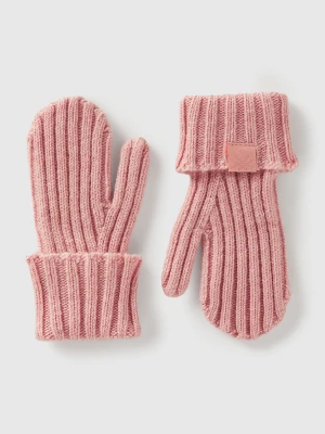 Benetton, Wool Blend Mittens, Size: 104-116, Soft Pink, Kids United Colors of Benetton